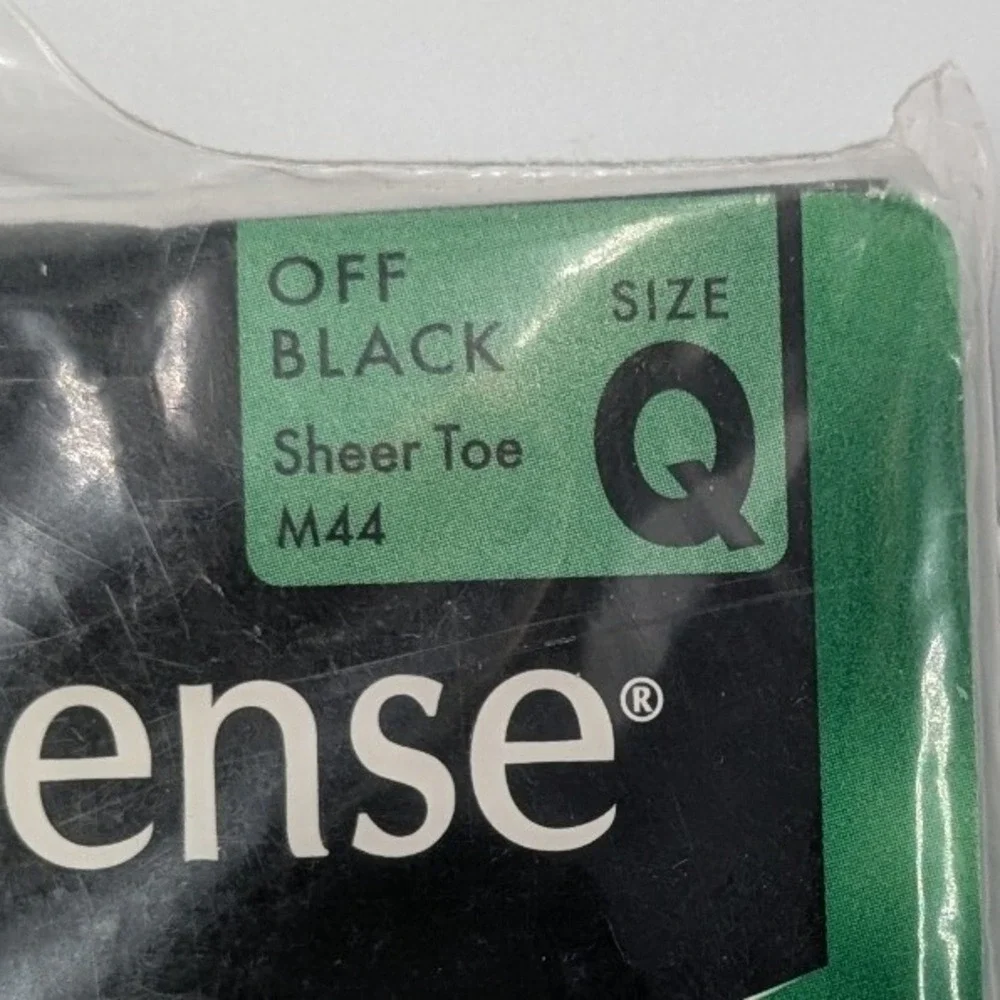 No‎ Nonsense Control Top Premium Nylon Pantyhose Off Black Sheer Toe Size Q M44